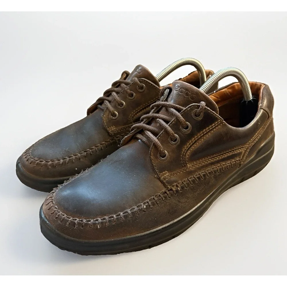 Ecco Seawalker Casual Walking Shoes Brown Leather Mens Size EU 42 US 8.5-9
